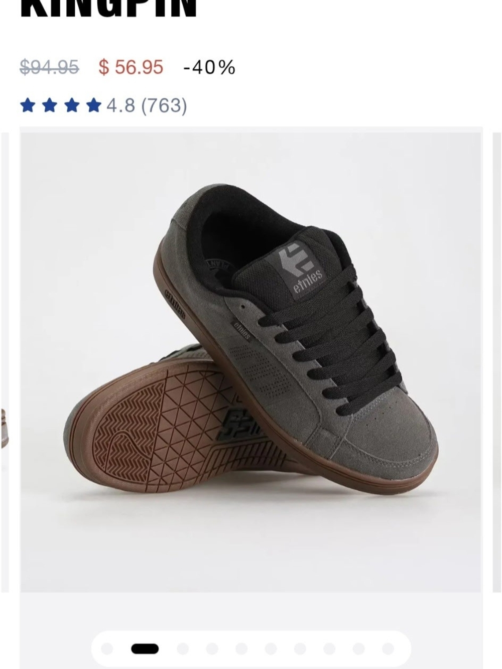 etnies Kingpin Men’s Skate Shoe - Gray/Black